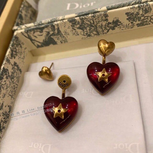 Dior飾品 迪奧經典熱銷款心形紅色滴油桃心耳釘耳環  zgd1352